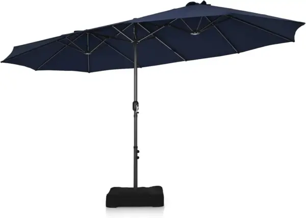 4.5m Double-Sided Parasol with Base and Crank, Outdoor Twin Extra Large Patio Umbrella, Sunshade Shelter Canopy