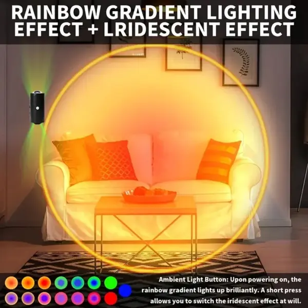 2Pack LED Night Lights with Motion Sensor, RGB Gradient Ambient Lighting, Dimmable Magnetic Wall Lamps for Entryway,Bedroom,Desk
