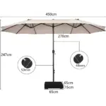 4.5m Double-Sided Parasol with Base and Crank, Outdoor Twin Extra Large Patio Umbrella, Sunshade Shelter Canopy