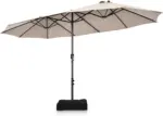 4.5m Double-Sided Parasol with Base and Crank, Outdoor Twin Extra Large Patio Umbrella, Sunshade Shelter Canopy