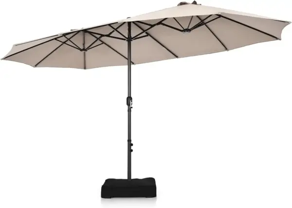 4.5m Double-Sided Parasol with Base and Crank, Outdoor Twin Extra Large Patio Umbrella, Sunshade Shelter Canopy