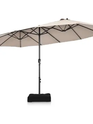 4.5m Double-Sided Parasol with Base and Crank, Outdoor Twin Extra Large Patio Umbrella, Sunshade Shelter Canopy