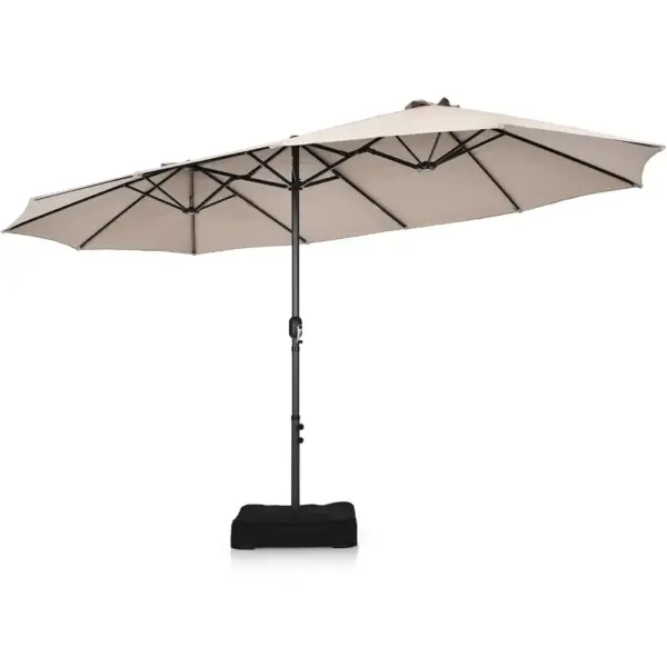 4.5m Double-Sided Parasol with Base and Crank, Outdoor Twin Extra Large Patio Umbrella, Sunshade Shelter Canopy