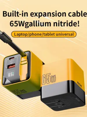 65W USB-C Charging Head Fast Charger With Built-in 80cm TypeC Cable Suitable for iPhone16 15 Promax PD 40W 27W Xiaomi Samsung
