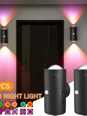 2Pack LED Night Lights with Motion Sensor, RGB Gradient Ambient Lighting, Dimmable Magnetic Wall Lamps for Entryway,Bedroom,Desk