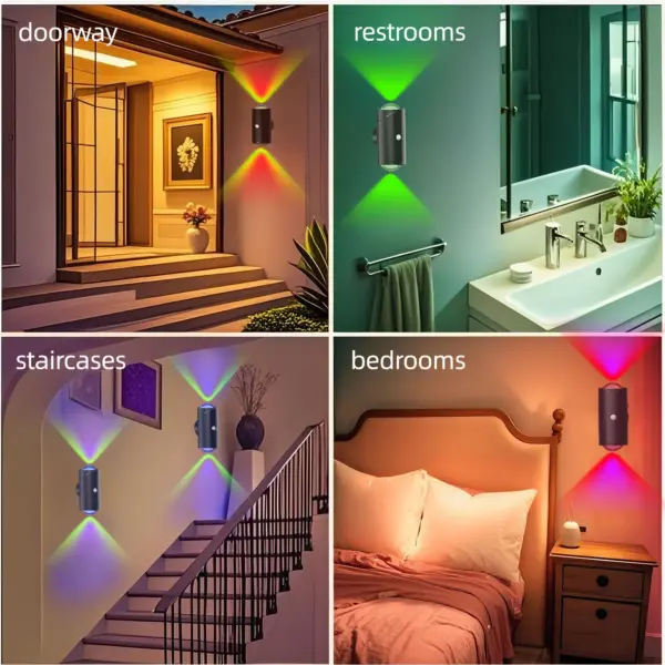 2Pack LED Night Lights with Motion Sensor, RGB Gradient Ambient Lighting, Dimmable Magnetic Wall Lamps for Entryway,Bedroom,Desk