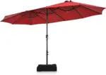 4.5m Double-Sided Parasol with Base and Crank, Outdoor Twin Extra Large Patio Umbrella, Sunshade Shelter Canopy