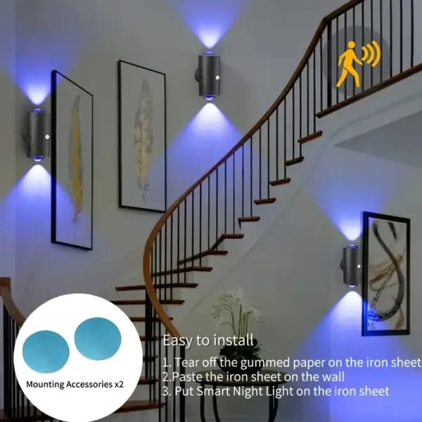 2Pack LED Night Lights with Motion Sensor, RGB Gradient Ambient Lighting, Dimmable Magnetic Wall Lamps for Entryway,Bedroom,Desk