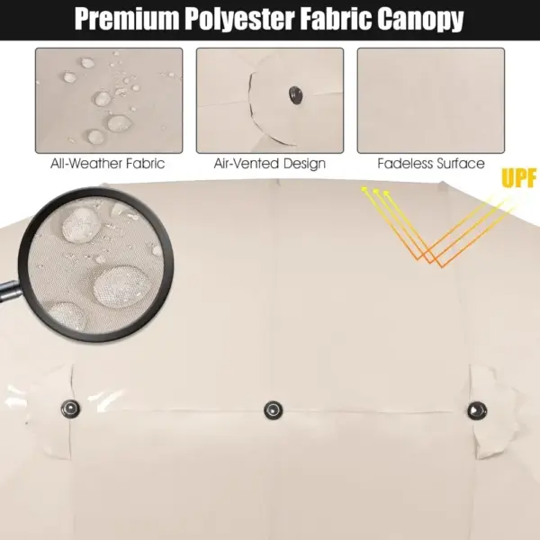 4.5m Double-Sided Parasol with Base and Crank, Outdoor Twin Extra Large Patio Umbrella, Sunshade Shelter Canopy