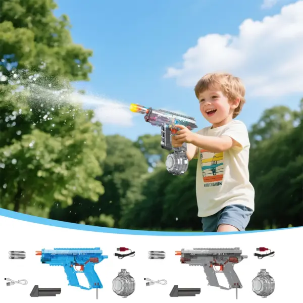 Large Capacity Electric WaterGUN For Adults Kids, Automatic Water Spray, Range Up To 26 Feet, LED Light, IP7 Waterproof