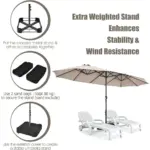 4.5m Double-Sided Parasol with Base and Crank, Outdoor Twin Extra Large Patio Umbrella, Sunshade Shelter Canopy